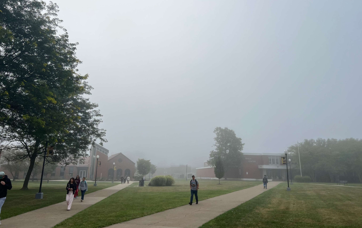 Students on the first day of classes at St. Bonaventure University in early September (photo courtesy of SBU)