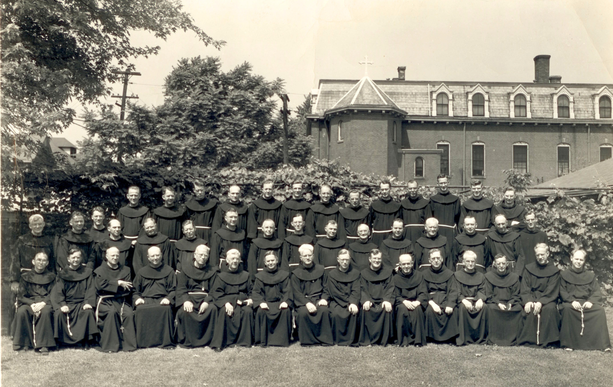 In 1950, friars who served at Sacred Heart Parish in Indianapolis gathered for this group photo. The parish celebrated its 75th anniversary in 1950. (Photo courtesy of Province of Our Lady of Guadalupe Archives)