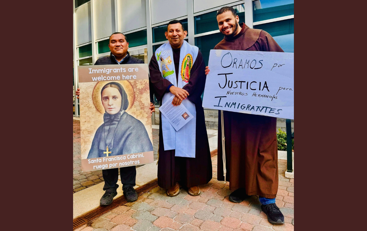 Br. Daniel, here with Edwin Mendez and Br. Juan de la Cruz Turcios, OFM, understands his ministry not just to the parish young people, but their families and the Silver Spring community. (Photo courtesy of Edwin Mendez)