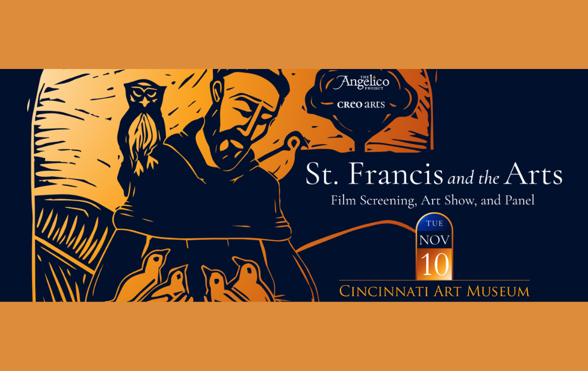This is the promotional poster for “St. Francis and the Arts,” a new documentary that will debut on Nov. 10, 2026, at the Cincinnati Art Museum. (courtesy photo)