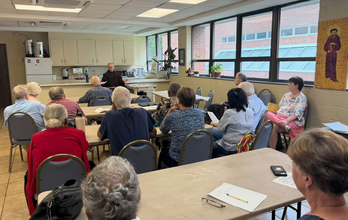 In the discussions Br. Steven Patti, OFM, led, he mentioned that Pope Leo XIV reminds us who we are called to be during a social shift that can at times feel baffling and confusing. (Photo courtesy of Br. Steven)