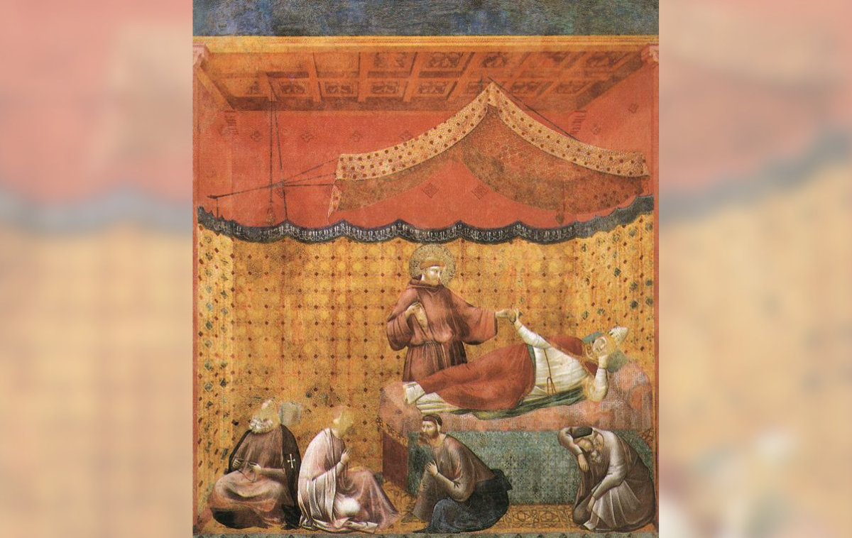 “Dream of Pope Gregory IX” from the Legend of St. Francis cycle in the Upper Basilica of St. Francis of Assisi, Italy