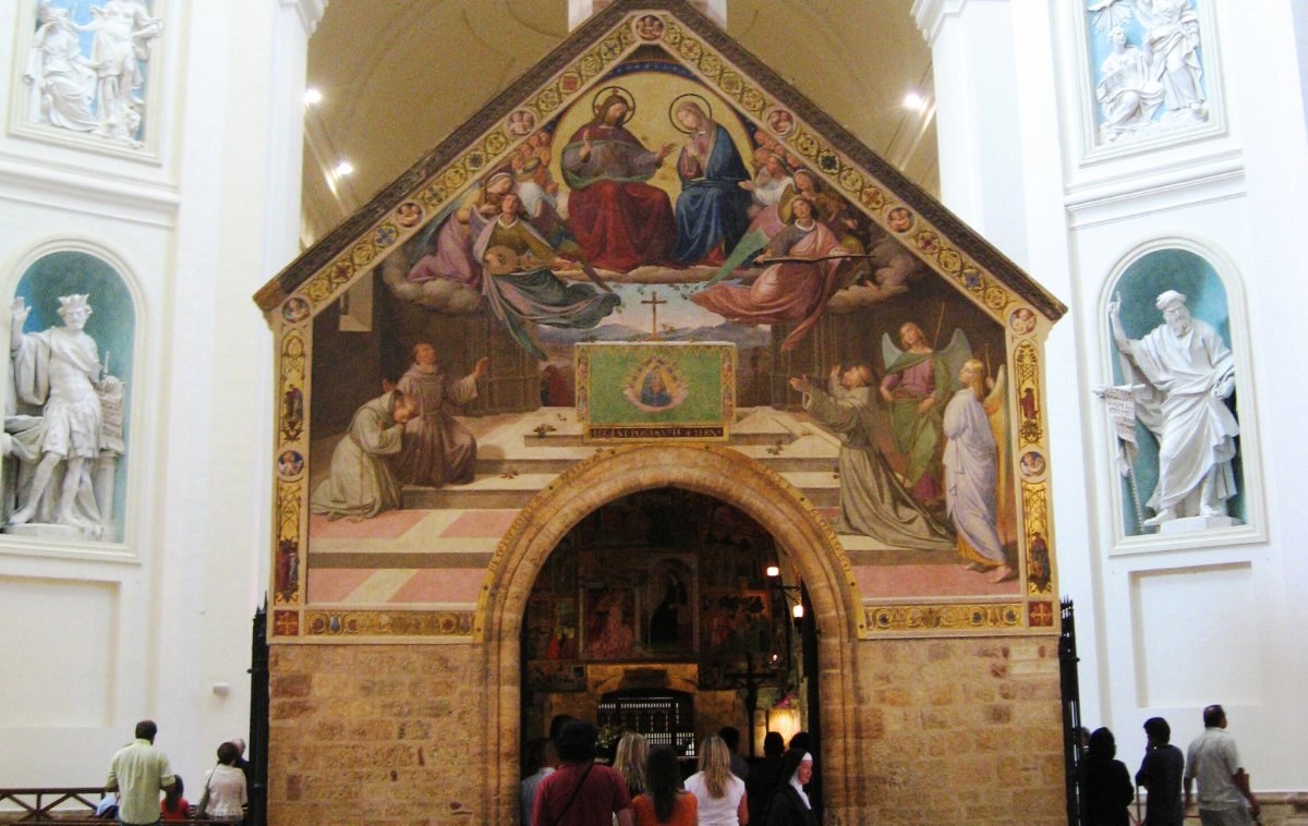This is the Portiuncula chapel near Assisi that is linked to a plenary indulgence known as the Pardon of Assisi.&nbsp; The chapel is where St. Francis founded the Franciscan movement. Photo by Ludmiła Pilecka (Wikipedia Commons)